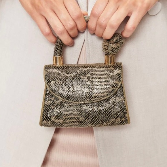 Brand NWOT Moda Luxe Anna Crossbody Mini Purse in Green Snake Print - Picture 5 of 15